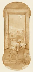 Taddeo dessinant au clair de lune dans la maison de Calabrese